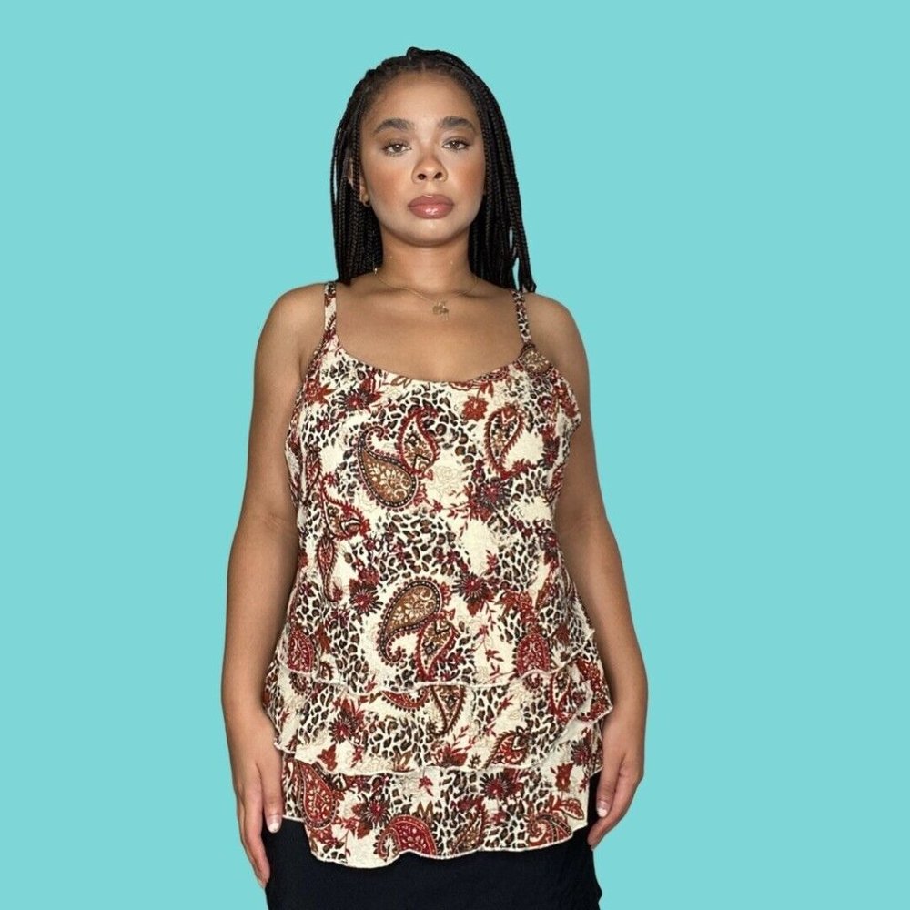 Paisley/Leopard Print Layered Cami Top